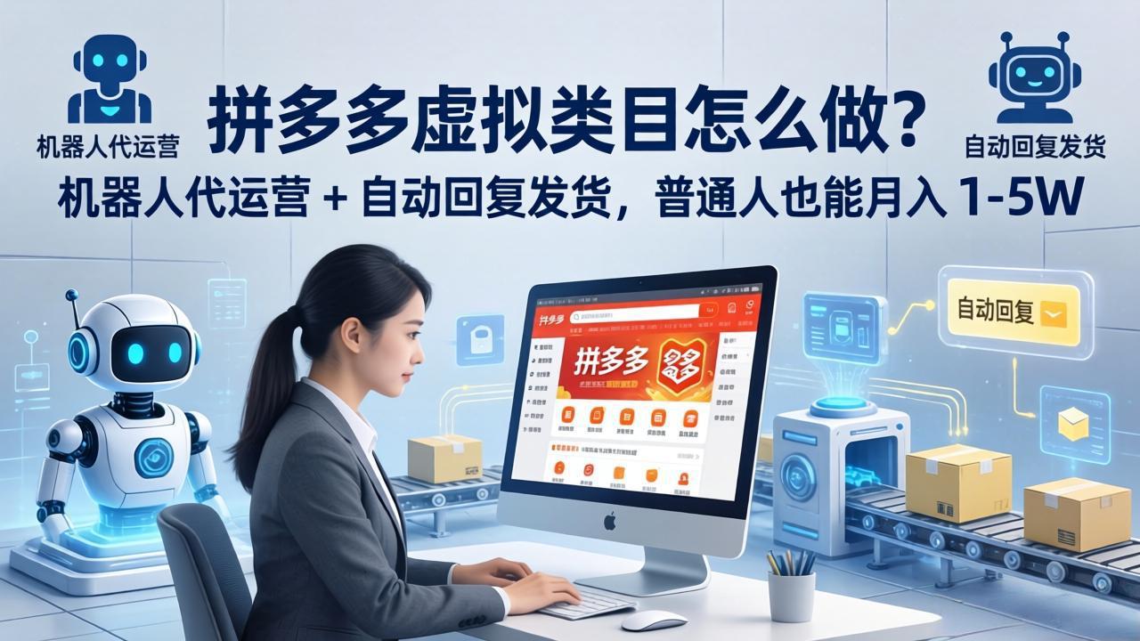 拼多多虚拟类目怎么做？机器人代运营 + 自动回复发货，普通人也能月入 1-5W网络赚钱,项目资源网,副业资源网,兼职项目,网赚课程-副业赚钱-互联网创业-独家轻创IP大圣网创