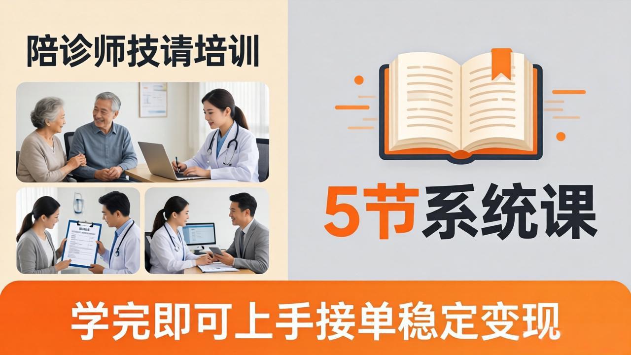 想做陪诊师不知从何下手？5节系统课教你掌握核心技能，学完即可上手接单稳定变现网络赚钱,项目资源网,副业资源网,兼职项目,网赚课程-副业赚钱-互联网创业-独家轻创IP大圣网创