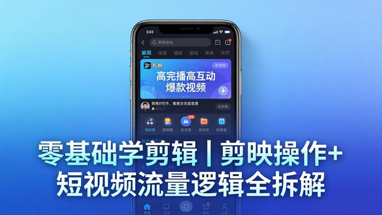 【零基础学剪辑】剪映操作+短视频流量逻辑全拆解｜手把手教你剪出高完播高互动爆款视频网络赚钱,项目资源网,副业资源网,兼职项目,网赚课程-副业赚钱-互联网创业-独家轻创IP大圣网创