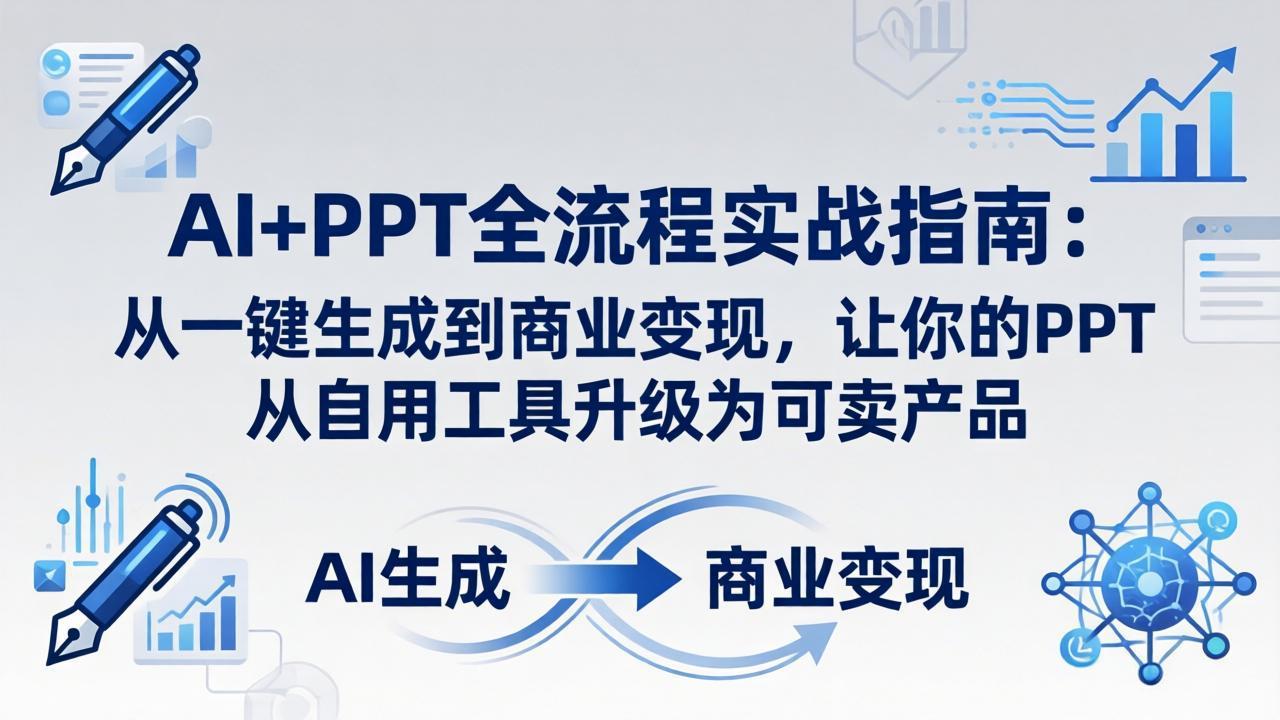 AI+PPT全流程实战指南-更新4月21：从一键生成到商业变现，让你的PPT从自用工具升级为可卖产品网络赚钱,项目资源网,副业资源网,兼职项目,网赚课程-副业赚钱-互联网创业-独家轻创IP大圣网创