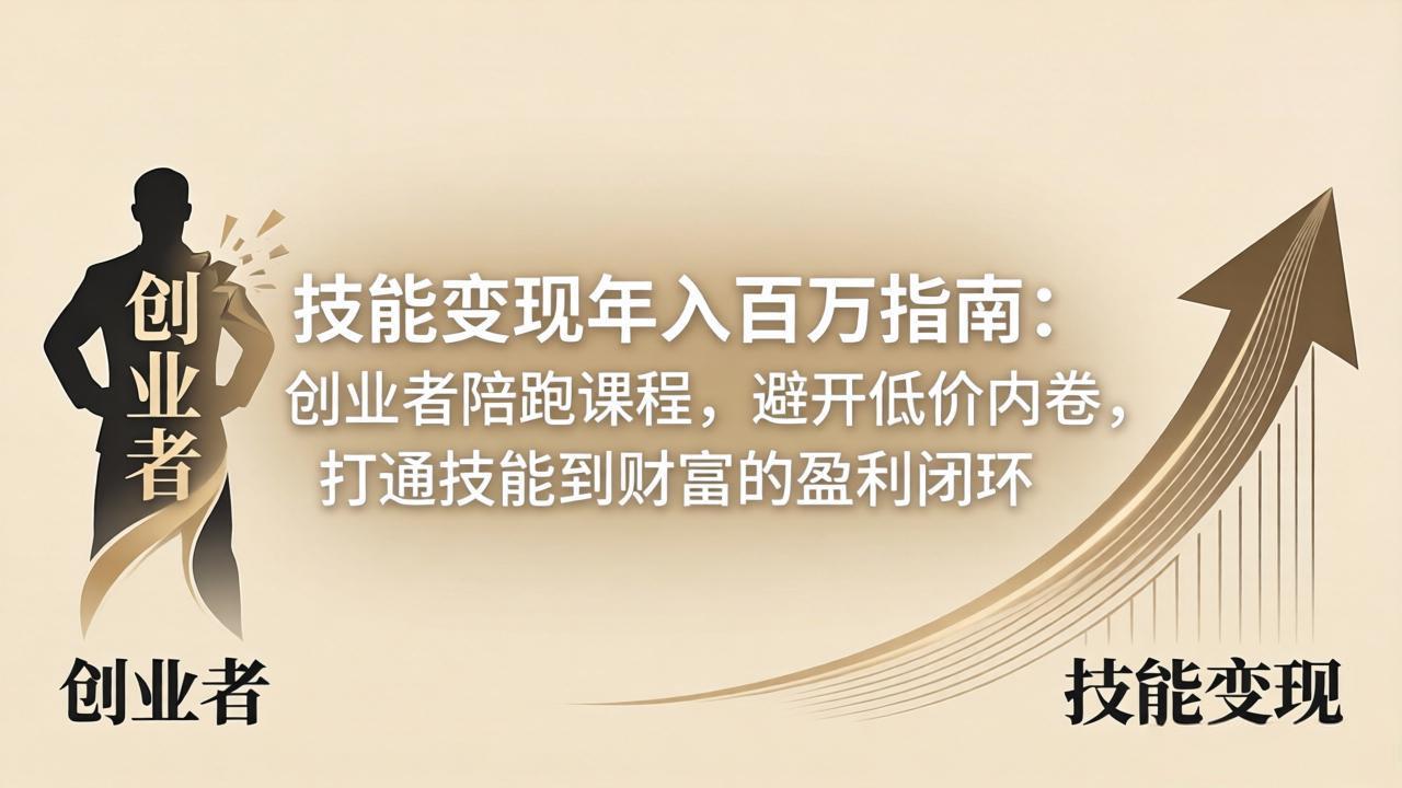 技能变现年入百万指南：创业者陪跑课程，避开低价内卷，打通技能到财富的盈利闭环网络赚钱,项目资源网,副业资源网,兼职项目,网赚课程-副业赚钱-互联网创业-独家轻创IP大圣网创