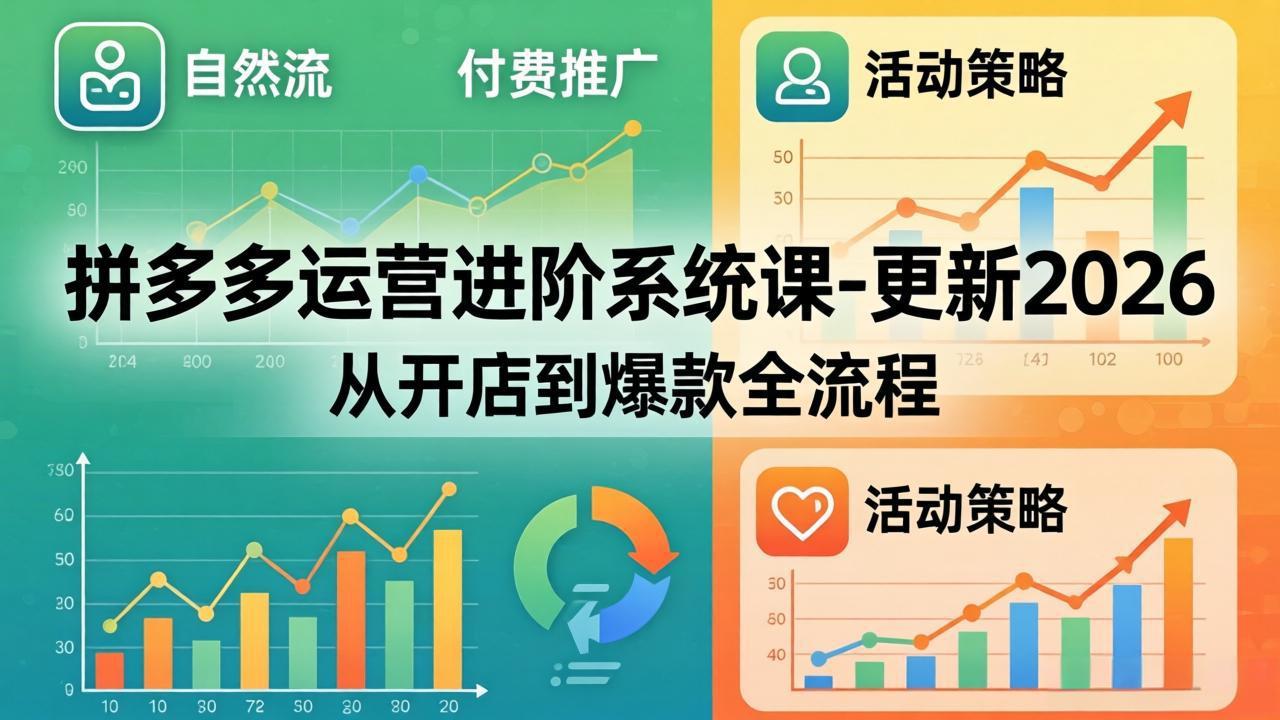 拼多多运营进阶系统课-更新2026：从开店到爆款全流程，自然流+付费推广+活动策略网络赚钱,项目资源网,副业资源网,兼职项目,网赚课程-副业赚钱-互联网创业-独家轻创IP大圣网创