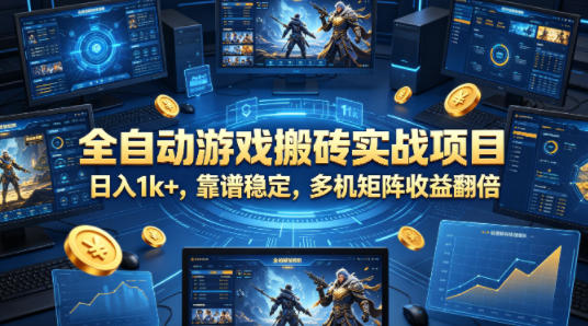 全自动游戏搬砖实战项目，日入1k+，靠谱稳定，多机矩阵收益翻倍【揭秘】网络赚钱,项目资源网,副业资源网,兼职项目,网赚课程-副业赚钱-互联网创业-独家轻创IP大圣网创