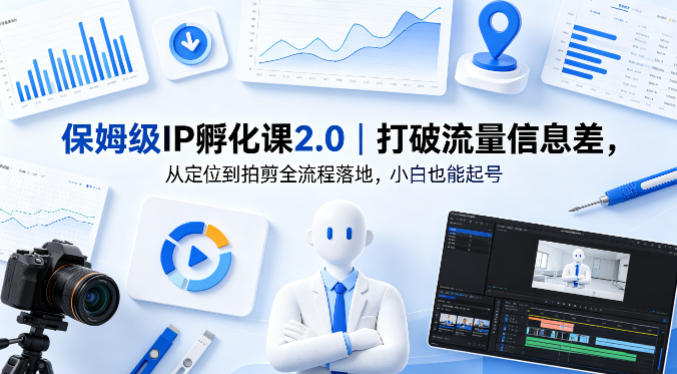 保姆级IP孵化课2.0｜打破流量信息差，从定位到拍剪全流程落地，小白也能起号网络赚钱,项目资源网,副业资源网,兼职项目,网赚课程-副业赚钱-互联网创业-独家轻创IP大圣网创