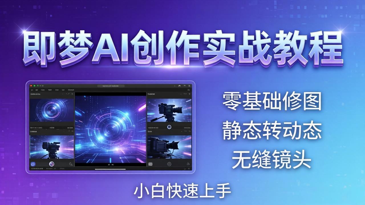 即梦AI创作实战教程，从零基础修图到AI导演，实战教学静态转动态+无缝镜头，小白快速上手网络赚钱,项目资源网,副业资源网,兼职项目,网赚课程-副业赚钱-互联网创业-独家轻创IP大圣网创