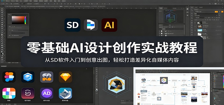 零基础AI设计创作实战教程：从SD软件入门到创意出图，轻松打造差异化自媒体内容网络赚钱,项目资源网,副业资源网,兼职项目,网赚课程-副业赚钱-互联网创业-独家轻创IP大圣网创