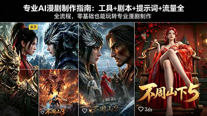 专业AI漫剧制作指南：工具+剧本+提示词+流量全流程，零基础也能玩转专业漫剧制作网络赚钱,项目资源网,副业资源网,兼职项目,网赚课程-副业赚钱-互联网创业-独家轻创IP大圣网创