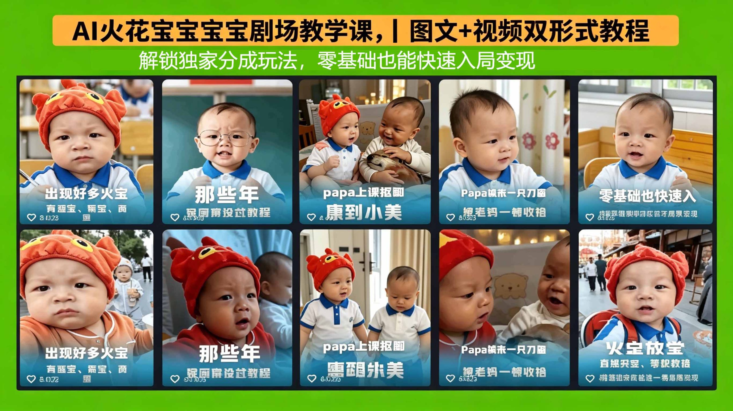 AI火花宝宝宝宝剧场教学课，图文+视频双形式教程，解锁独家分成玩法，零基础也能快速入局变现网络赚钱,项目资源网,副业资源网,兼职项目,网赚课程-副业赚钱-互联网创业-独家轻创IP大圣网创