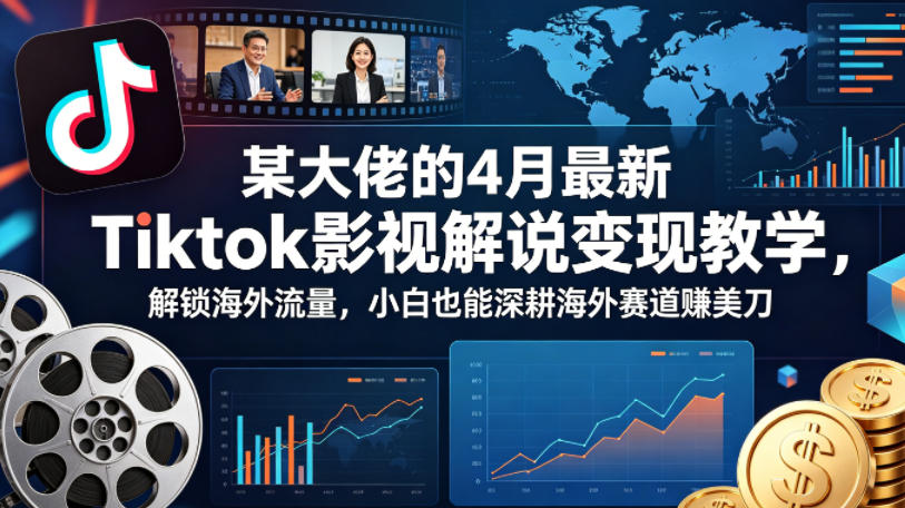 某大佬的4月最新Tiktok影视解说变现教学，解锁海外流量，小白也能深耕海外赛道賺美刀网络赚钱,项目资源网,副业资源网,兼职项目,网赚课程-副业赚钱-互联网创业-独家轻创IP大圣网创