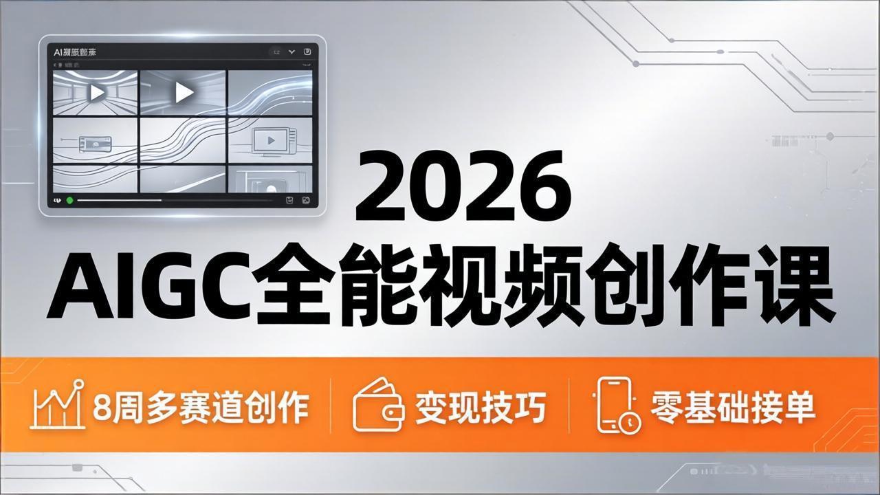 2026AIGC全能视频创作课，8周吃透多赛道创作+变现，零基础也能高效出片接单网络赚钱,项目资源网,副业资源网,兼职项目,网赚课程-副业赚钱-互联网创业-独家轻创IP大圣网创