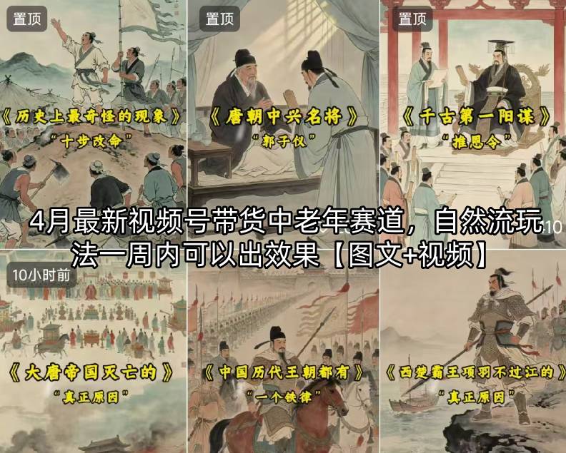 4月最新视频号带货中老年赛道，自然流玩法一周内可以出效果【图文+视频】网络赚钱,项目资源网,副业资源网,兼职项目,网赚课程-副业赚钱-互联网创业-独家轻创IP大圣网创