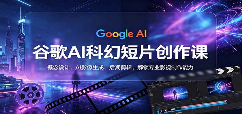 谷歌AI科幻短片创作课：概念设计，AI影像生成，后期剪辑，解锁专业影视制作能力网络赚钱,项目资源网,副业资源网,兼职项目,网赚课程-副业赚钱-互联网创业-独家轻创IP大圣网创