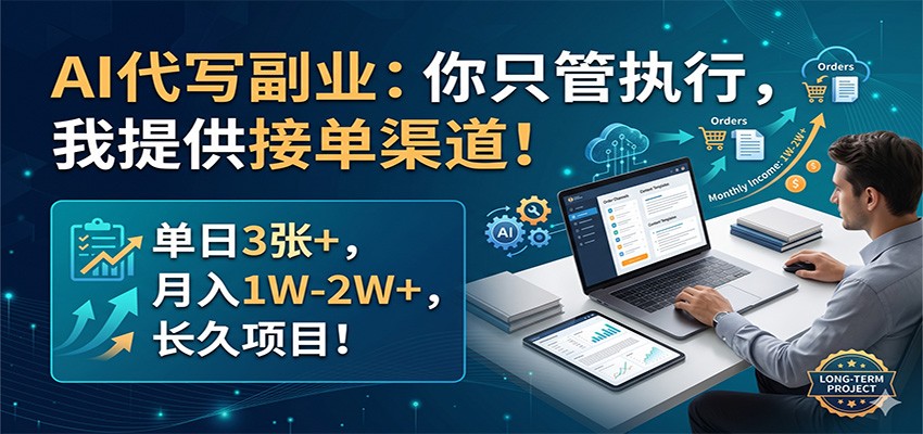AI代写副业：你只管执行，我提供接单渠道！单日3张+，月入1W-2W+，长久项目网络赚钱,项目资源网,副业资源网,兼职项目,网赚课程-副业赚钱-互联网创业-独家轻创IP大圣网创