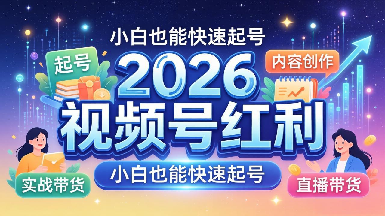 2026视频号红利实战营，大佬亲授起号、内容、直播、IP、投流、私域、矩阵全套落地打法网络赚钱,项目资源网,副业资源网,兼职项目,网赚课程-副业赚钱-互联网创业-独家轻创IP大圣网创