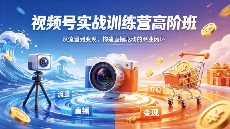 视频号实战训练营高阶班，从流量到变现，构建直播驱动的商业闭环(26年4月)网络赚钱,项目资源网,副业资源网,兼职项目,网赚课程-副业赚钱-互联网创业-独家轻创IP大圣网创