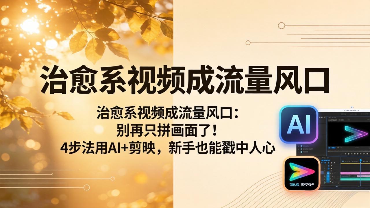 治愈系视频成流量风口：别再只拼画面了！4步法用AI+剪映，新手也能戳中人心网络赚钱,项目资源网,副业资源网,兼职项目,网赚课程-副业赚钱-互联网创业-独家轻创IP大圣网创