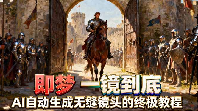 即梦AI一镜到底终极教程，智能补帧+运镜技巧，AI自动生成无缝丝滑长镜头高效出片网络赚钱,项目资源网,副业资源网,兼职项目,网赚课程-副业赚钱-互联网创业-独家轻创IP大圣网创