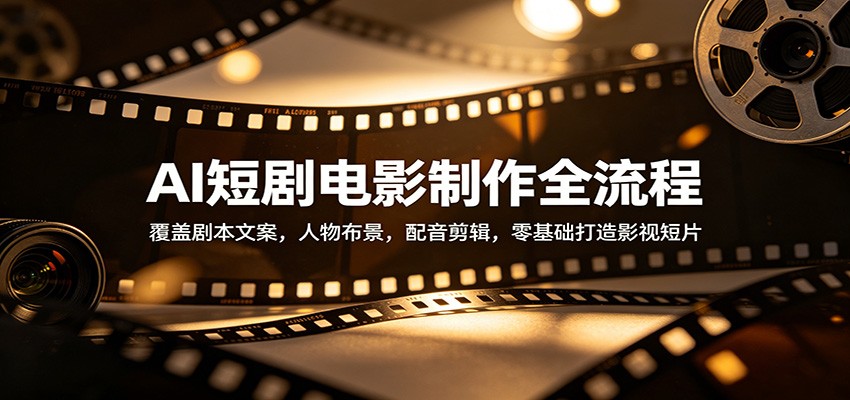 AI短剧电影制作全流程：覆盖剧本文案，人物布景，配音剪辑，零基础打造影视短片网络赚钱,项目资源网,副业资源网,兼职项目,网赚课程-副业赚钱-互联网创业-独家轻创IP大圣网创