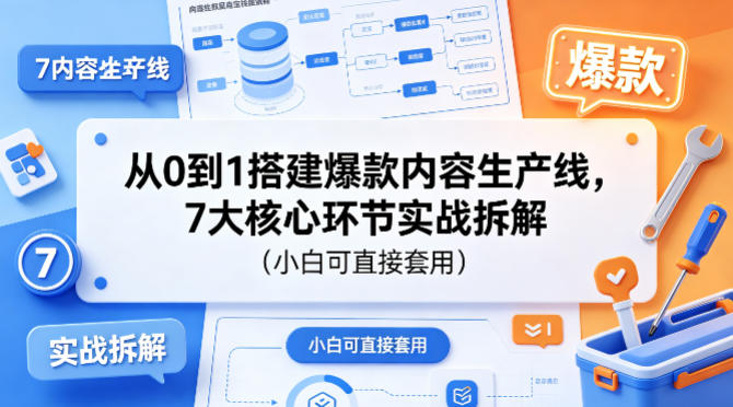 从0到1搭建爆款内容生产线，7大核心环节实战拆解(小白可直接套用)网络赚钱,项目资源网,副业资源网,兼职项目,网赚课程-副业赚钱-互联网创业-独家轻创IP大圣网创