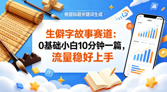 公众号流量主——生僻字故事赛道，流量稳，好上手，0基础小白也能10分钟一篇网络赚钱,项目资源网,副业资源网,兼职项目,网赚课程-副业赚钱-互联网创业-独家轻创IP大圣网创