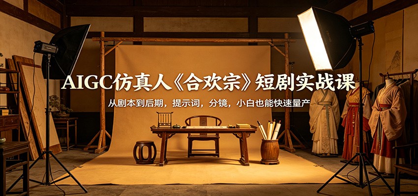 AIGC仿真人《合欢宗》短剧实战课：从剧本到后期，提示词，分镜，小白也能快速量产网络赚钱,项目资源网,副业资源网,兼职项目,网赚课程-副业赚钱-互联网创业-独家轻创IP大圣网创