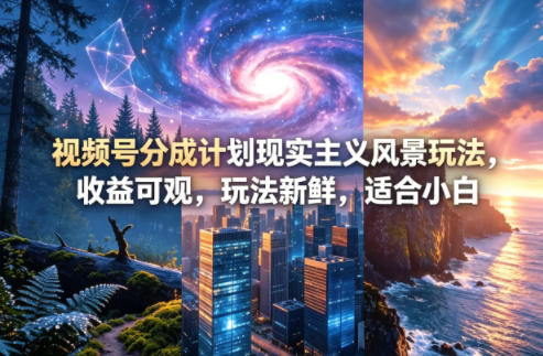 视频号分成计划现实主义风景玩法，收益可观，玩法新鲜，适合小白网络赚钱,项目资源网,副业资源网,兼职项目,网赚课程-副业赚钱-互联网创业-独家轻创IP大圣网创