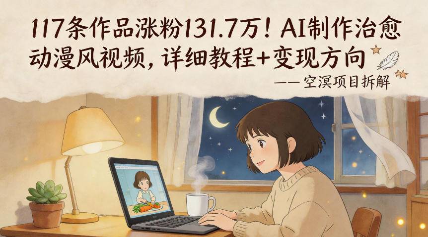 117条作品涨粉131.7W！AI制作治愈动漫风视频，详细教程+变现方向网络赚钱,项目资源网,副业资源网,兼职项目,网赚课程-副业赚钱-互联网创业-独家轻创IP大圣网创