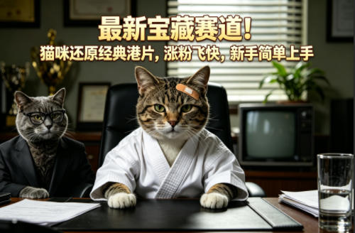 最新宝藏赛道！猫咪还原经典港片，涨粉飞快，新手简单上手网络赚钱,项目资源网,副业资源网,兼职项目,网赚课程-副业赚钱-互联网创业-独家轻创IP大圣网创