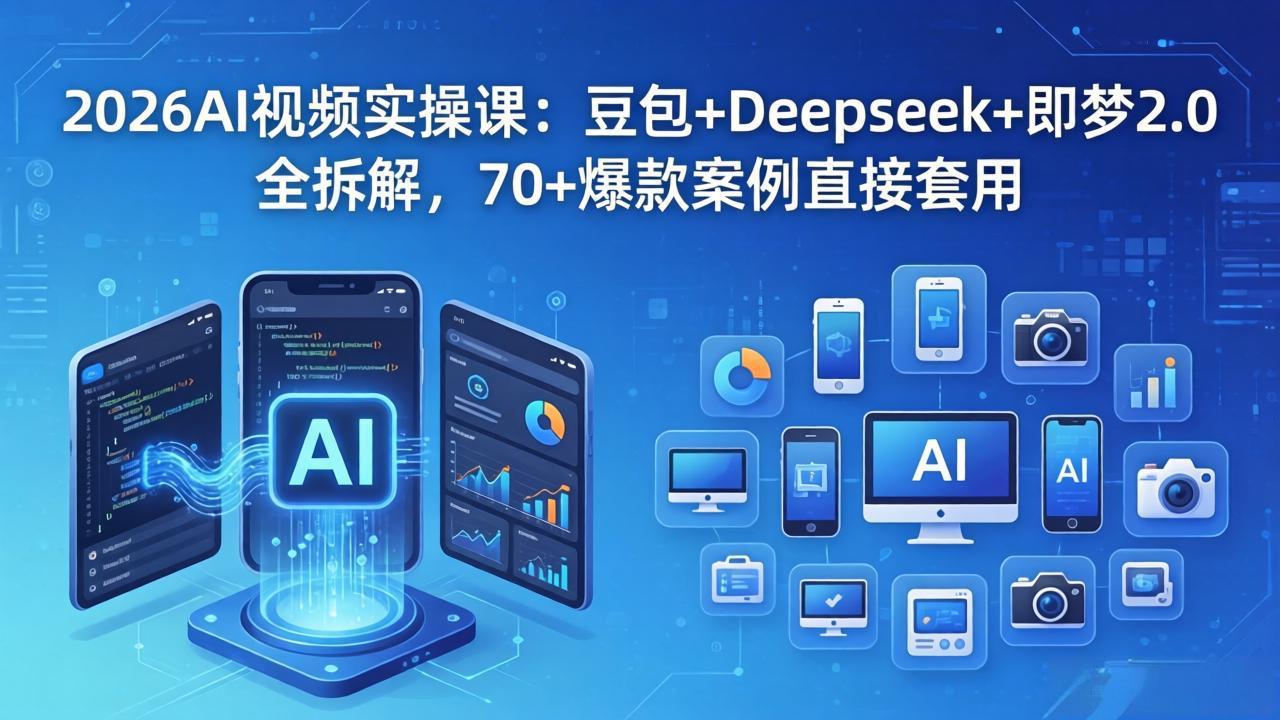 2026AI视频实操课：豆包+Deepseek+即梦2.0全拆解，70+爆款案例直接套用网络赚钱,项目资源网,副业资源网,兼职项目,网赚课程-副业赚钱-互联网创业-独家轻创IP大圣网创