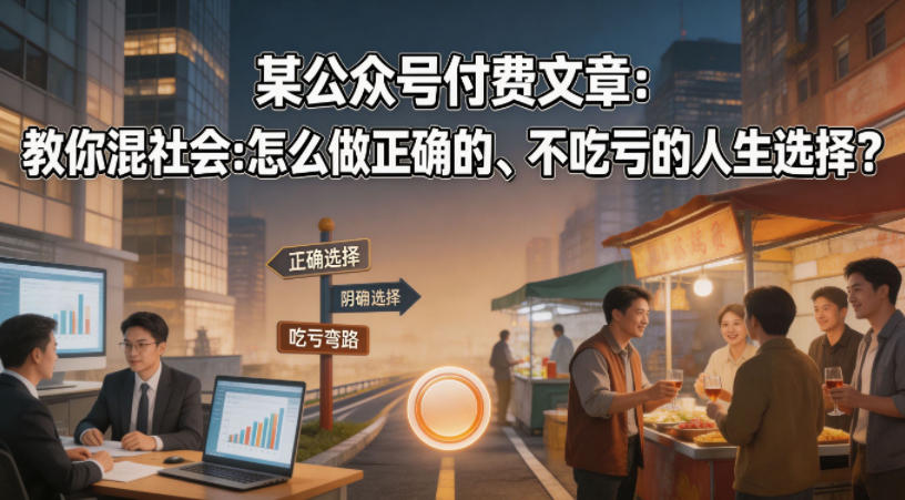 某公众号付费文章：教你混社会：怎么做正确的、不吃亏的人生选择？网络赚钱,项目资源网,副业资源网,兼职项目,网赚课程-副业赚钱-互联网创业-独家轻创IP大圣网创