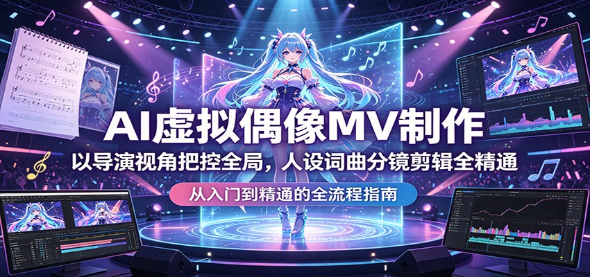 AI虚拟偶像MV制作：以导演视角把控全局，人设词曲分镜剪辑全精通网络赚钱,项目资源网,副业资源网,兼职项目,网赚课程-副业赚钱-互联网创业-独家轻创IP大圣网创