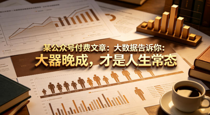 某公众号付费文章：大数据告诉你：大器晚成，才是人生常态网络赚钱,项目资源网,副业资源网,兼职项目,网赚课程-副业赚钱-互联网创业-独家轻创IP大圣网创
