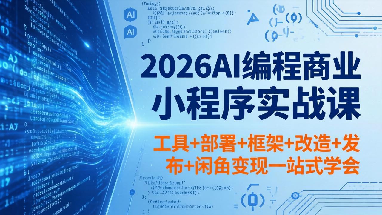 2026AI编程商业小程序实战课，工具+部署+框架+改造+发布+闲鱼变现一站式学会网络赚钱,项目资源网,副业资源网,兼职项目,网赚课程-副业赚钱-互联网创业-独家轻创IP大圣网创