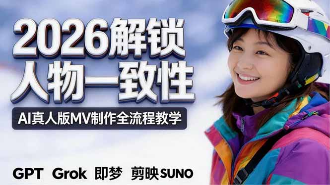 2026独创解锁人物一致性：AI真人版MV制作，不讲空话，不拼概念，全流程实操网络赚钱,项目资源网,副业资源网,兼职项目,网赚课程-副业赚钱-互联网创业-独家轻创IP大圣网创