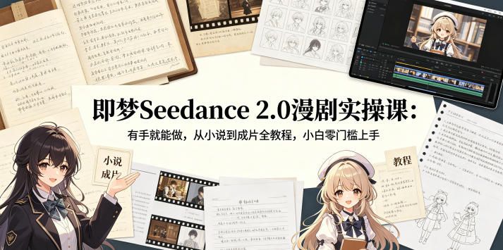 即梦Seedance 2.0漫剧实操课：有手就能做，从小说到成片全教程，小白零门槛上手网络赚钱,项目资源网,副业资源网,兼职项目,网赚课程-副业赚钱-互联网创业-独家轻创IP大圣网创
