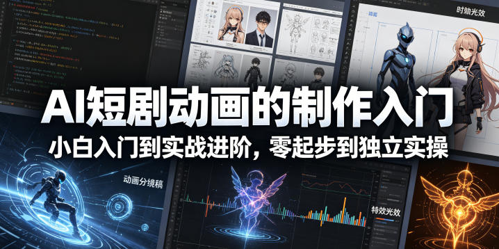 AI短剧动画的制作入门，小白入门到实战进阶，零起步到独立实操网络赚钱,项目资源网,副业资源网,兼职项目,网赚课程-副业赚钱-互联网创业-独家轻创IP大圣网创