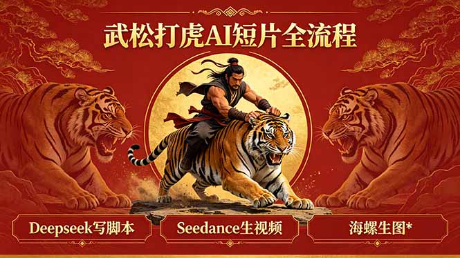 武松打虎AI短片全流程：Deepseek写脚本+Seedance生视频+海螺生图网络赚钱,项目资源网,副业资源网,兼职项目,网赚课程-副业赚钱-互联网创业-独家轻创IP大圣网创
