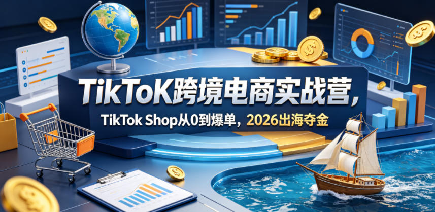 TikToK跨境电商实战营，TikTok Shop从0到爆单，2026出海夺金网络赚钱,项目资源网,副业资源网,兼职项目,网赚课程-副业赚钱-互联网创业-独家轻创IP大圣网创
