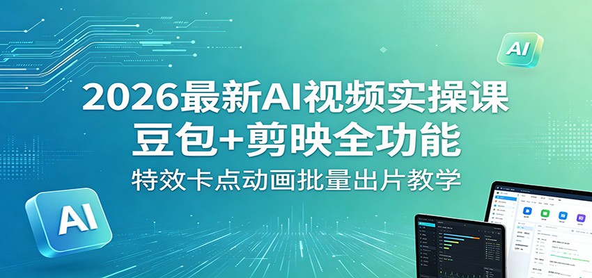 2026最新AI视频实操课：豆包+剪映全功能，特效卡点动画批量出片教学网络赚钱,项目资源网,副业资源网,兼职项目,网赚课程-副业赚钱-互联网创业-独家轻创IP大圣网创