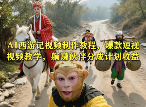 AI西游记视频制作教程，爆款短视频教学，躺賺伙伴分成计划收益网络赚钱,项目资源网,副业资源网,兼职项目,网赚课程-副业赚钱-互联网创业-独家轻创IP大圣网创