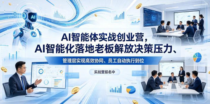 AI智能体实战创业营26年4月23-25号线下课，AI智能化落地老板解放决策压力、管理层实现高效协同、员工自动执行到位网络赚钱,项目资源网,副业资源网,兼职项目,网赚课程-副业赚钱-互联网创业-独家轻创IP大圣网创