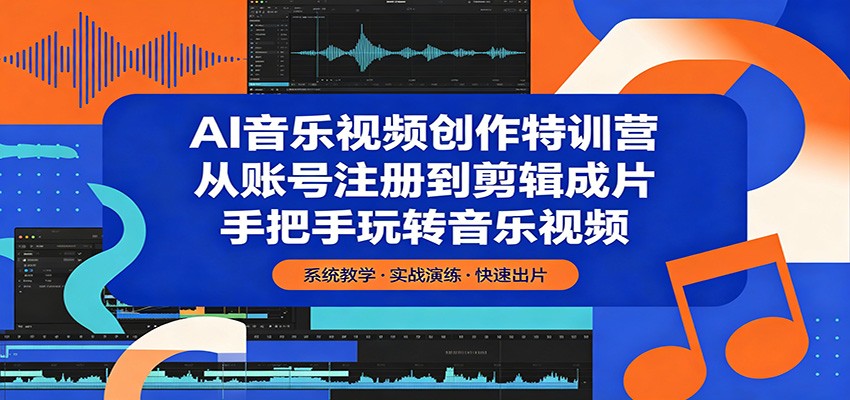AI音乐视频创作特训营：从账号注册到剪辑成片，手把手玩转音乐视频网络赚钱,项目资源网,副业资源网,兼职项目,网赚课程-副业赚钱-互联网创业-独家轻创IP大圣网创