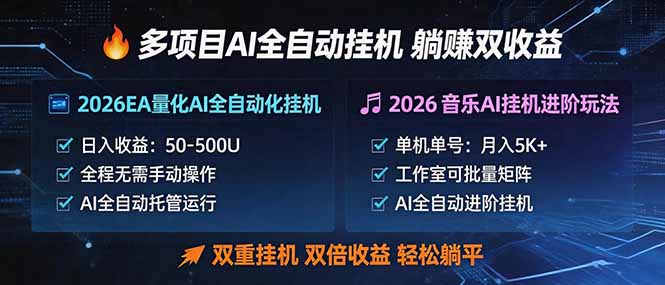 多项目AI自动挂机玩法：双重挂机，双倍收益，轻松躺平网络赚钱,项目资源网,副业资源网,兼职项目,网赚课程-副业赚钱-互联网创业-独家轻创IP大圣网创