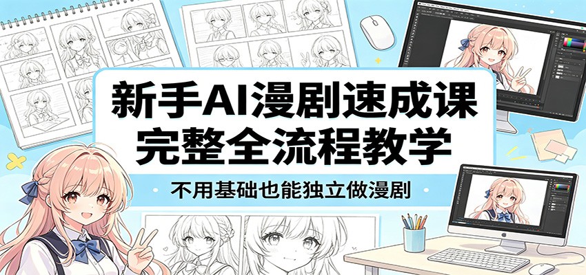 新手AI漫剧速成课：完整全流程教学，不用基础也能独立做漫剧网络赚钱,项目资源网,副业资源网,兼职项目,网赚课程-副业赚钱-互联网创业-独家轻创IP大圣网创