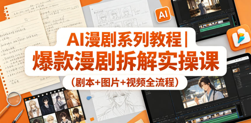 AI漫剧系列教程｜爆款漫剧拆解实操课(剧本+图片+视频全流程)网络赚钱,项目资源网,副业资源网,兼职项目,网赚课程-副业赚钱-互联网创业-独家轻创IP大圣网创