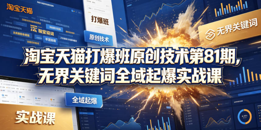 淘宝天猫打爆班原创技术第81期,无界关键词全域起爆实战课网络赚钱,项目资源网,副业资源网,兼职项目,网赚课程-副业赚钱-互联网创业-独家轻创IP大圣网创