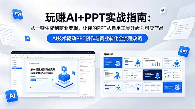 玩赚AI+PPT实战指南-更新5月13:从一键生成到商业变现,让你的PPT从自用工具升级为可卖产品网络赚钱,项目资源网,副业资源网,兼职项目,网赚课程-副业赚钱-互联网创业-独家轻创IP大圣网创