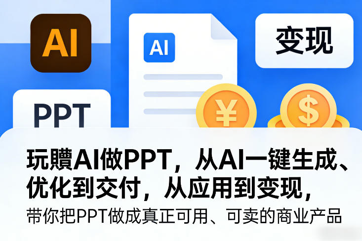 玩賺AI做PPT，从AI一键生成、优化到交付，从应用到变现，带你把PPT做成真正可用、可卖的商业产品(更新0513)网络赚钱,项目资源网,副业资源网,兼职项目,网赚课程-副业赚钱-互联网创业-独家轻创IP大圣网创