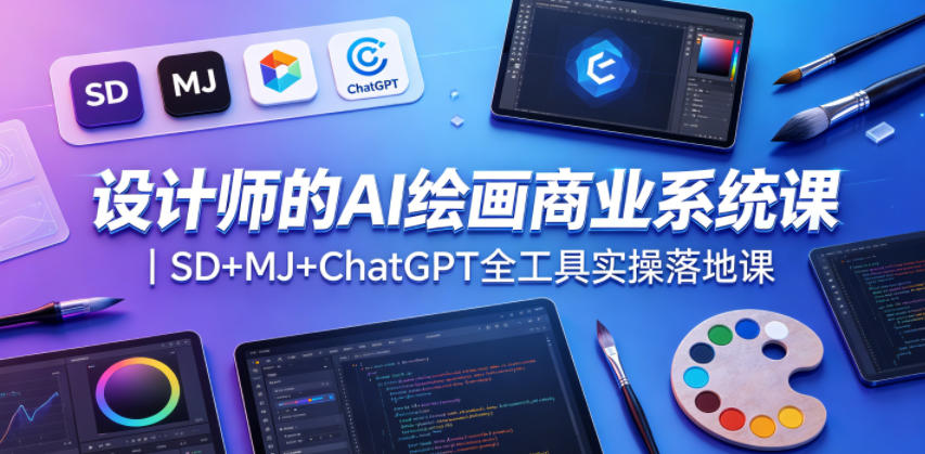设计师的AI绘画商业系统课｜SD+MJ+ChatGPT全工具实操落地课网络赚钱,项目资源网,副业资源网,兼职项目,网赚课程-副业赚钱-互联网创业-独家轻创IP大圣网创