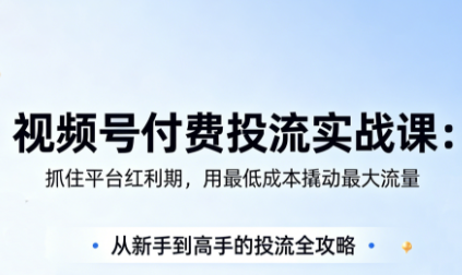 渔财老师·视频号付费投流实战课(更新5月)网络赚钱,项目资源网,副业资源网,兼职项目,网赚课程-副业赚钱-互联网创业-独家轻创IP大圣网创